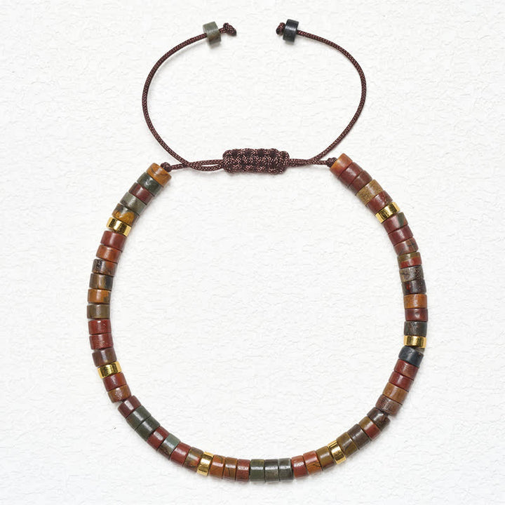 Buddha Stones Bracelet énergétique en perles de jaspe Picasso fines - image 7