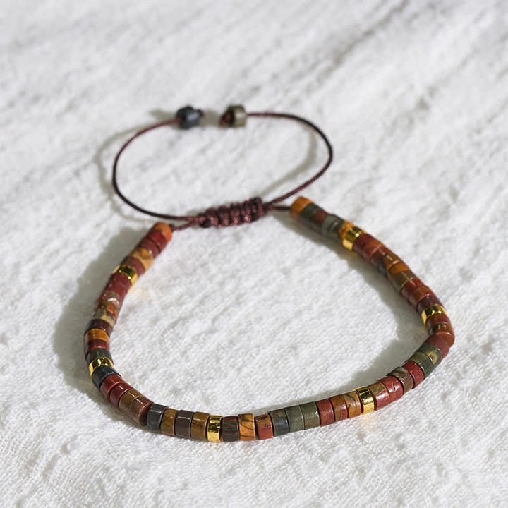 Buddha Stones Bracelet énergétique en perles de jaspe Picasso fines - image 4