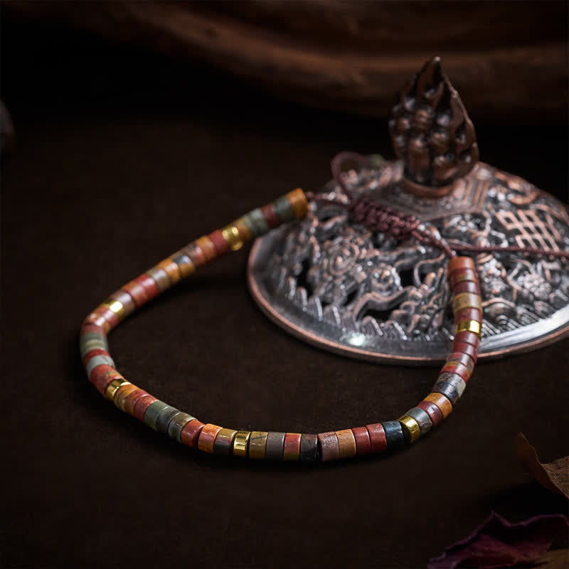 Buddha Stones Bracelet énergétique en perles de jaspe Picasso fines - image 3