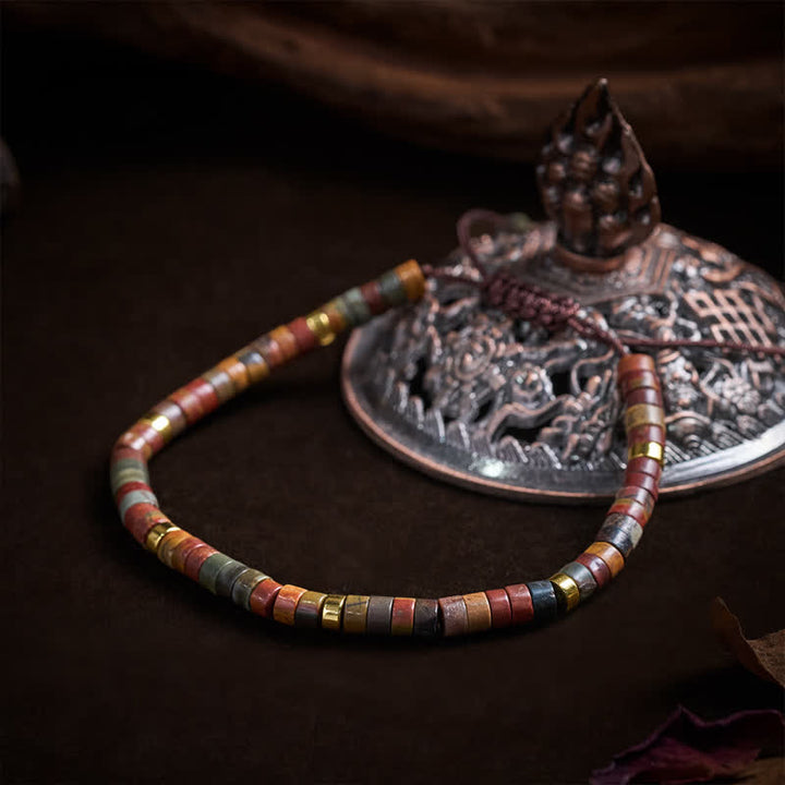 Buddha Stones Bracelet énergétique en perles de jaspe Picasso fines - image 3