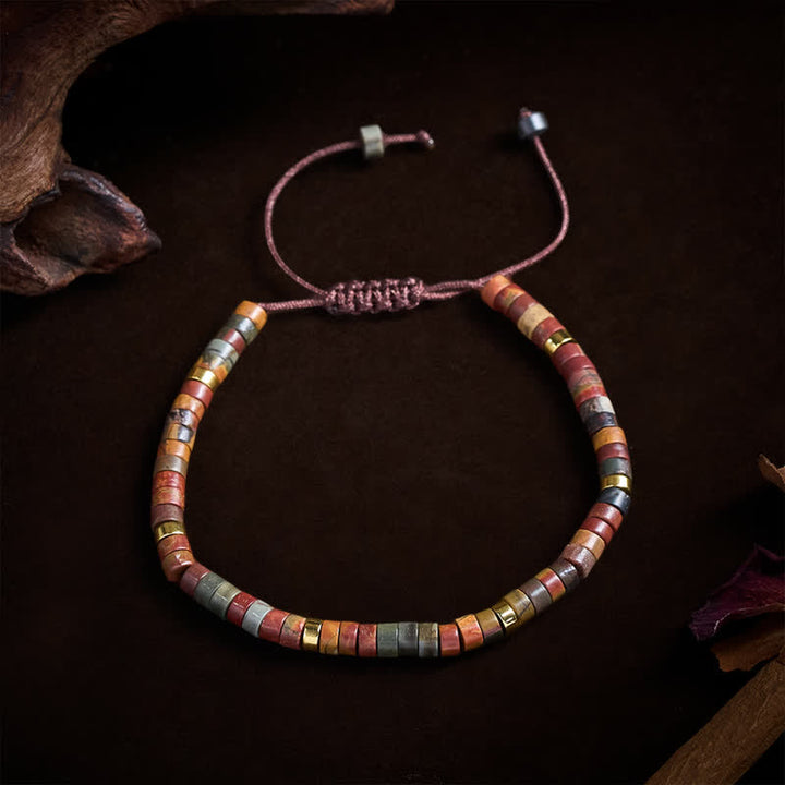Buddha Stones Bracelet énergétique en perles de jaspe Picasso fines - image 1