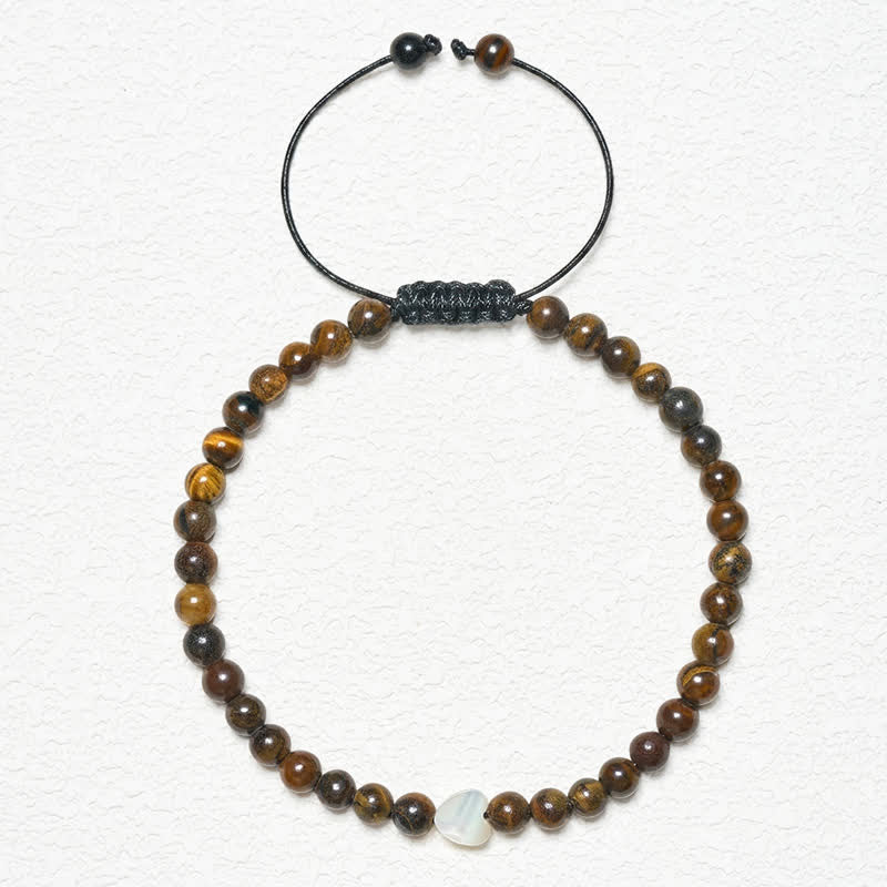 Buddha Stones Bracelet en forme de cœur avec de petites perles en œil de tigre naturel - image 1