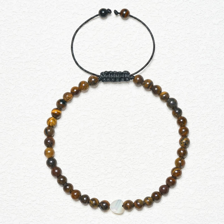 Buddha Stones Bracelet en forme de cœur avec de petites perles en œil de tigre naturel - image 1