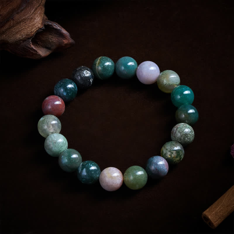 Buddha Stones Bracelet de protection et de paix en jaspe et agate, pierres naturelles et sédiments marins - 10 mm (Tour de poignet : 16-17 cm) - image 9