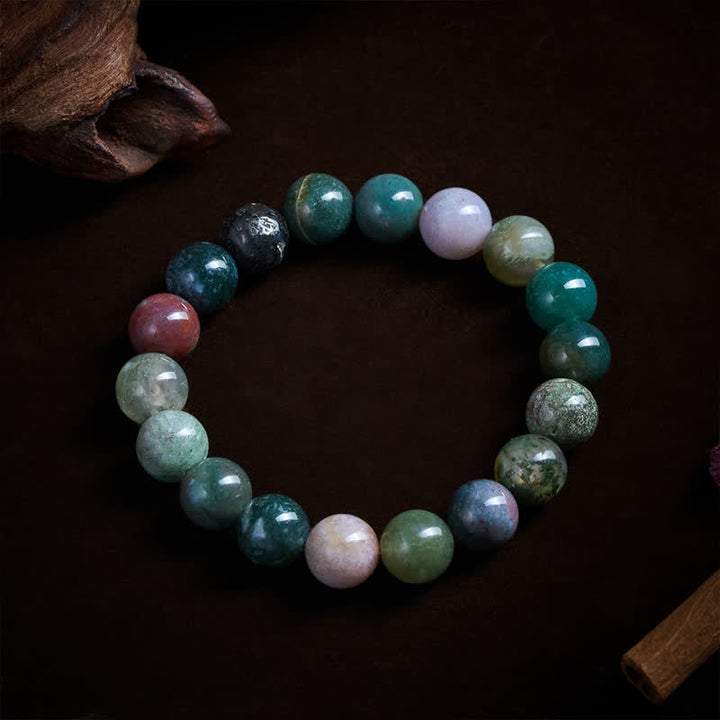 Buddha Stones Bracelet de protection et de paix en jaspe et agate, pierres naturelles et sédiments marins - 10 mm (Tour de poignet : 16-17 cm) - image 9