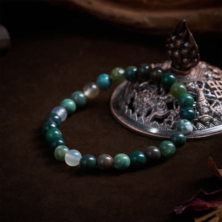 Buddha Stones Bracelet de protection et de paix en jaspe et agate, pierres naturelles et sédiments marins - image 4
