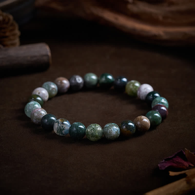 Buddha Stones Bracelet de protection et de paix en jaspe et agate, pierres naturelles et sédiments marins - 8 mm (Tour de poignet : 15-16 cm) - image 7