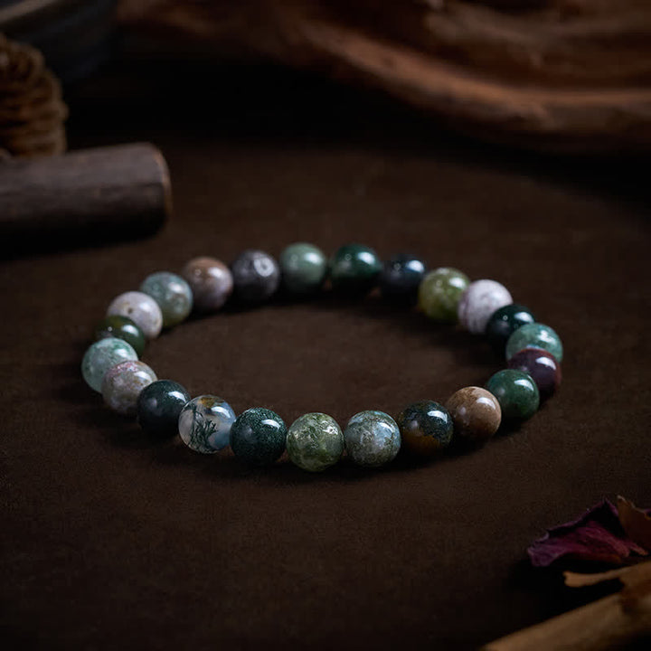 Buddha Stones Bracelet de protection et de paix en jaspe et agate, pierres naturelles et sédiments marins - 8 mm (Tour de poignet : 15-16 cm) - image 7