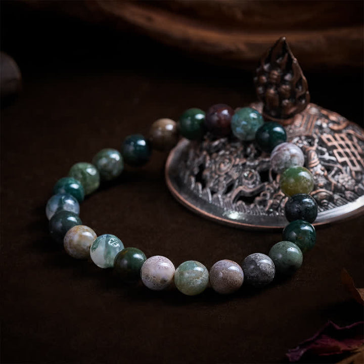 Buddha Stones Bracelet de protection et de paix en jaspe et agate, pierres naturelles et sédiments marins - image 8