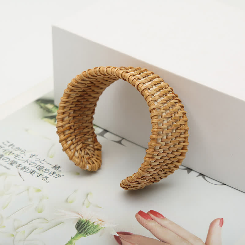 Buddha Stones Bracelet manchette large bohème tissé à la main en rotin naturel pour la protection - image 4