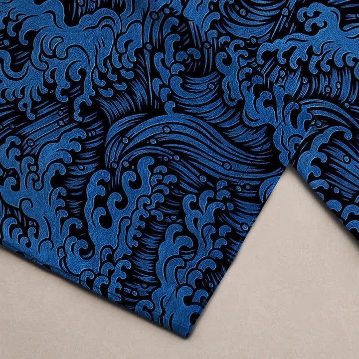 Buddha Stones Pantalon fuselé pour homme en coton à motif vagues océaniques avec poches - image 3