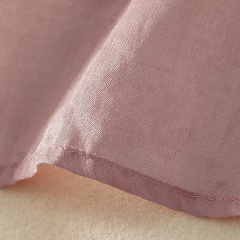 Buddha Stones Chemise à manches courtes pour femme, style Tang, broderie florale, col mandarin, couleur unie - image 18