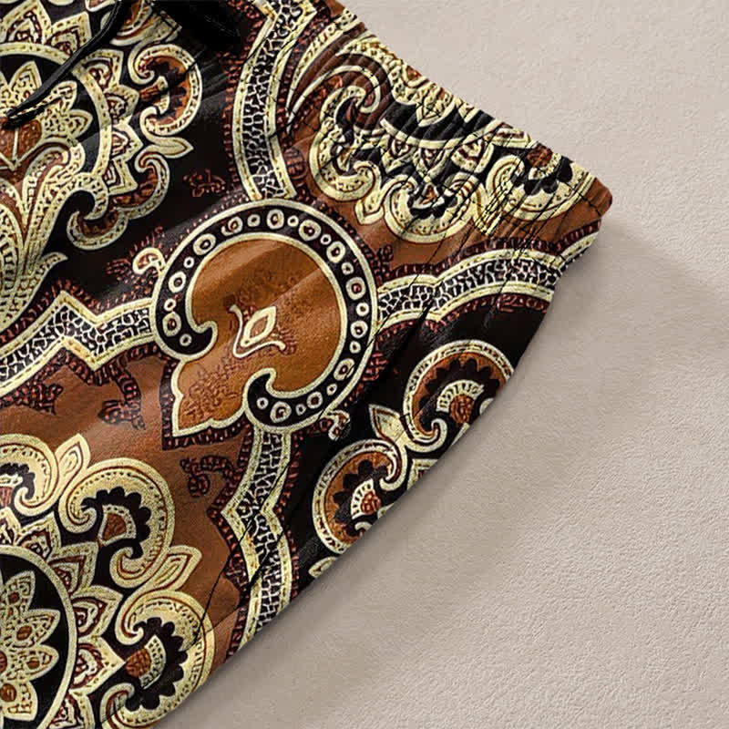 Buddha Stones Pantalon fuselé pour homme en coton à motif géométrique mandala et cachemire, avec poches - image 2