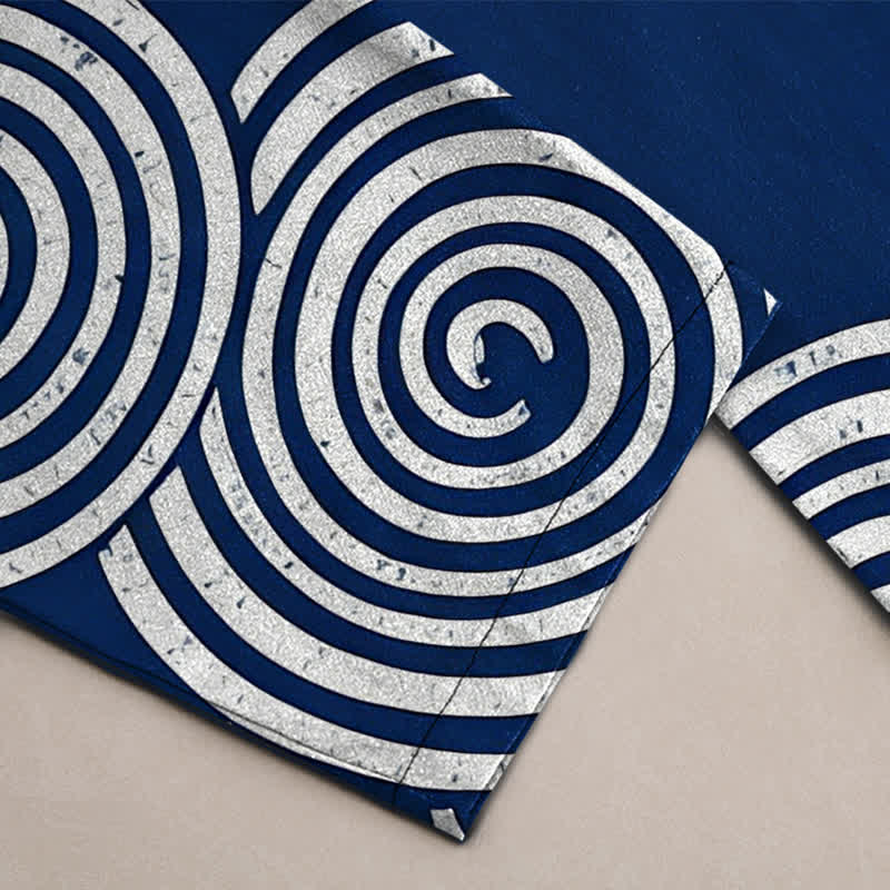 Buddha Stones Pantalon fuselé pour homme en pur coton, motif cercles concentriques, avec poches - image 3