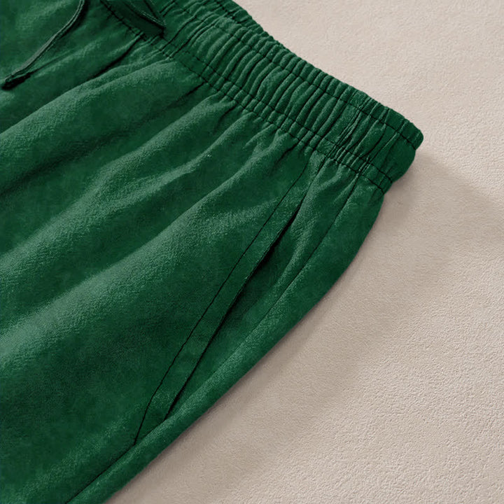 Buddha Stones Pantalon fuselé pour homme avec poches, imprimé bambou et soleil, en coton encre - image 2