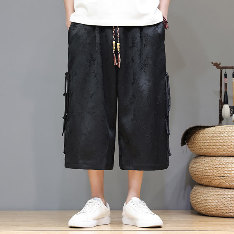 Buddha Stones Pantalon d'été Tang Style pour homme, coupe droite, fermeture à brandebourgs latéraux et poches - image 6