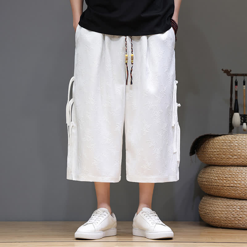 Buddha Stones Pantalon d'été Tang Style pour homme, coupe droite, fermeture à brandebourgs latéraux et poches - image 12
