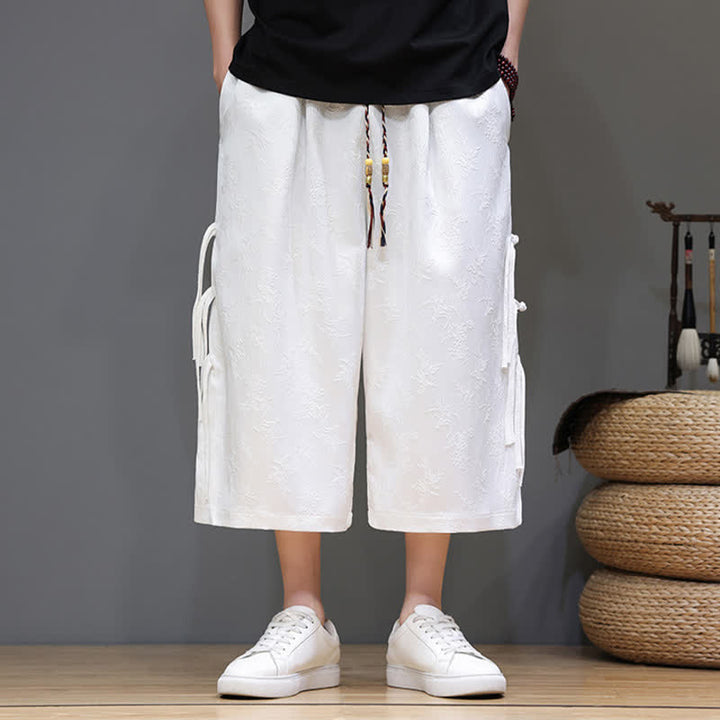 Buddha Stones Pantalon d'été Tang Style pour homme, coupe droite, fermeture à brandebourgs latéraux et poches - image 12