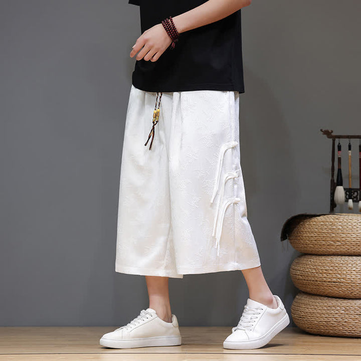 Buddha Stones Pantalon d'été Tang Style pour homme, coupe droite, fermeture à brandebourgs latéraux et poches - image 9