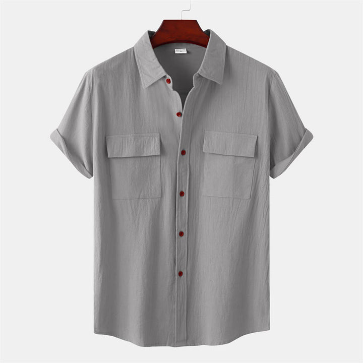 Buddha Stones Chemises d'été décontractées pour hommes, à manches courtes, boutonnées et avec poches décoratives - Gris clair - US/UK/AU46，EU56 (3XL) - image 36