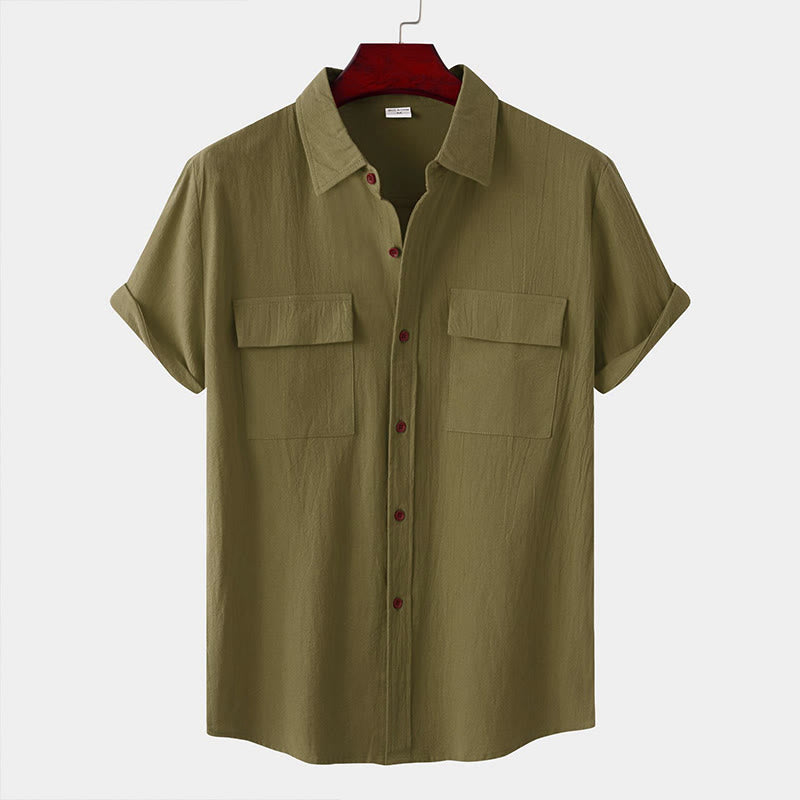 Buddha Stones Chemises d'été décontractées pour hommes, à manches courtes, boutonnées et avec poches décoratives - Vert foncé - US/UK/AU46，EU56 (3XL) - image 57