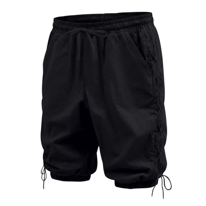 Short bermuda d'été décontracté à cordon de serrage et fente latérale, couleur unie, avec poches, Buddha Stones. - image 10