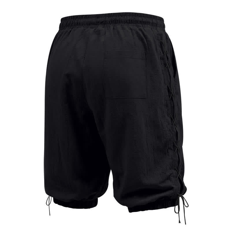 Short bermuda d'été décontracté à cordon de serrage et fente latérale, couleur unie, avec poches, Buddha Stones. - image 11