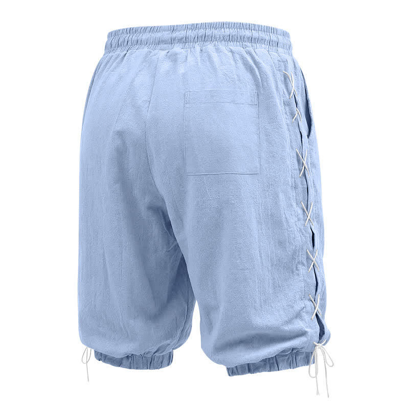 Short bermuda d'été décontracté à cordon de serrage et fente latérale, couleur unie, avec poches, Buddha Stones. - image 18