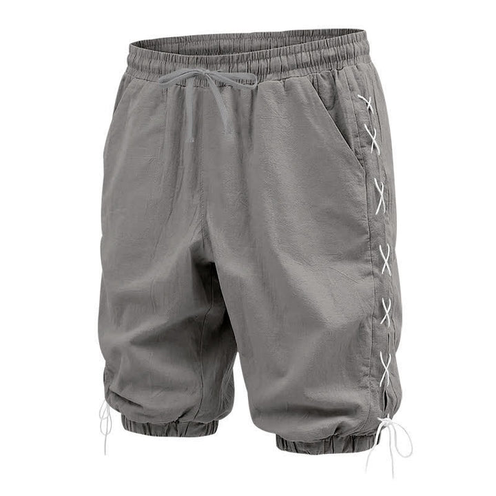 Short bermuda d'été décontracté à cordon de serrage et fente latérale, couleur unie, avec poches, Buddha Stones. - image 36