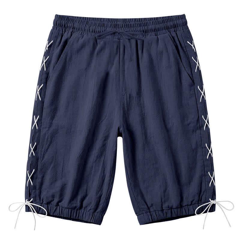 Short bermuda d'été décontracté à cordon de serrage et fente latérale, couleur unie, avec poches, Buddha Stones. - Bleu nuit - US/UK/AU44，EU54 (3XL) - image 43