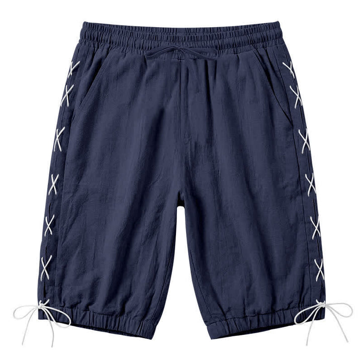Short bermuda d'été décontracté à cordon de serrage et fente latérale, couleur unie, avec poches, Buddha Stones. - Bleu nuit - US/UK/AU44，EU54 (3XL) - image 43