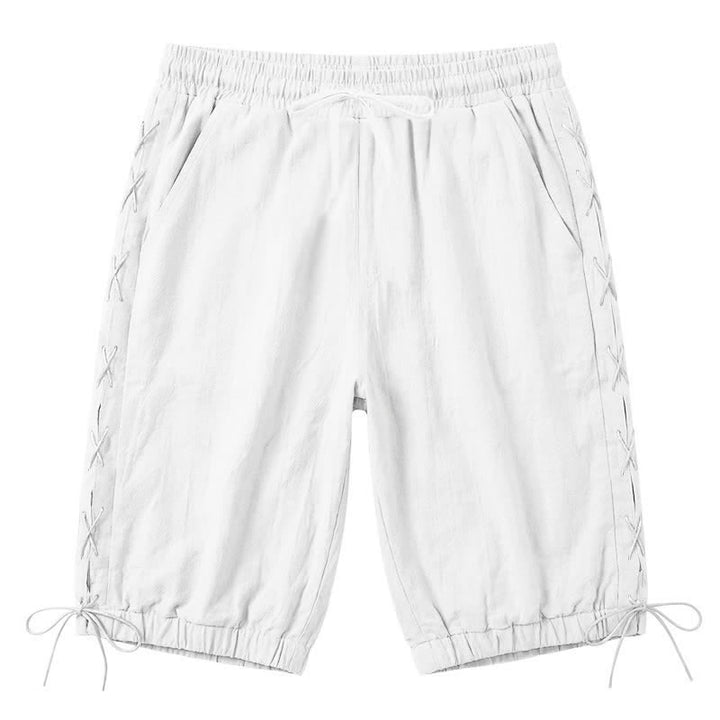 Short bermuda d'été décontracté à cordon de serrage et fente latérale, couleur unie, avec poches, Buddha Stones. - Blanc - US/UK/AU44，EU54 (3XL) - image 50