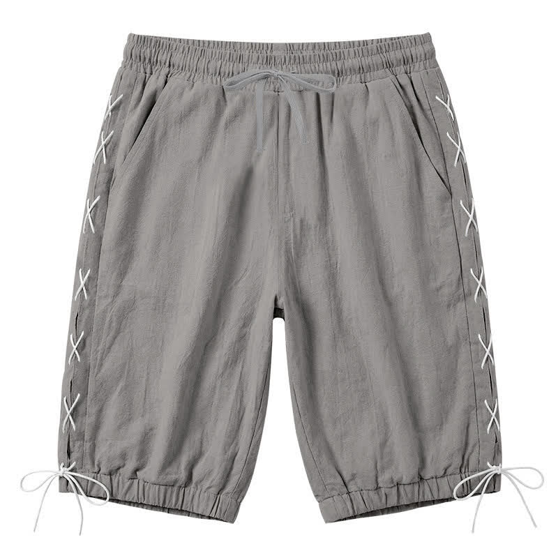 Short bermuda d'été décontracté à cordon de serrage et fente latérale, couleur unie, avec poches, Buddha Stones. - Gris - US/UK/AU44，EU54 (3XL) - image 35