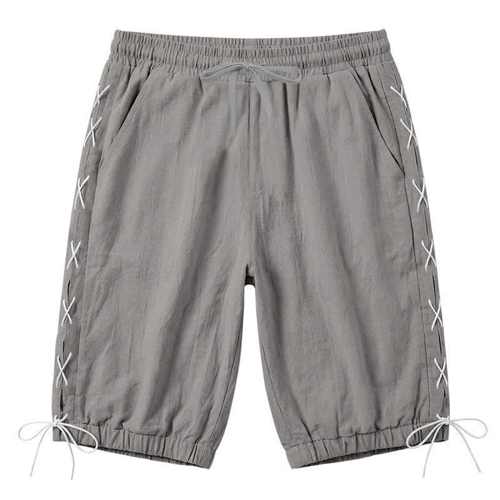 Short bermuda d'été décontracté à cordon de serrage et fente latérale, couleur unie, avec poches, Buddha Stones. - Gris - US/UK/AU44，EU54 (3XL) - image 35