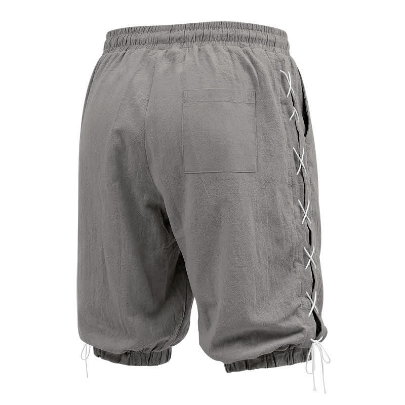 Short bermuda d'été décontracté à cordon de serrage et fente latérale, couleur unie, avec poches, Buddha Stones. - image 37