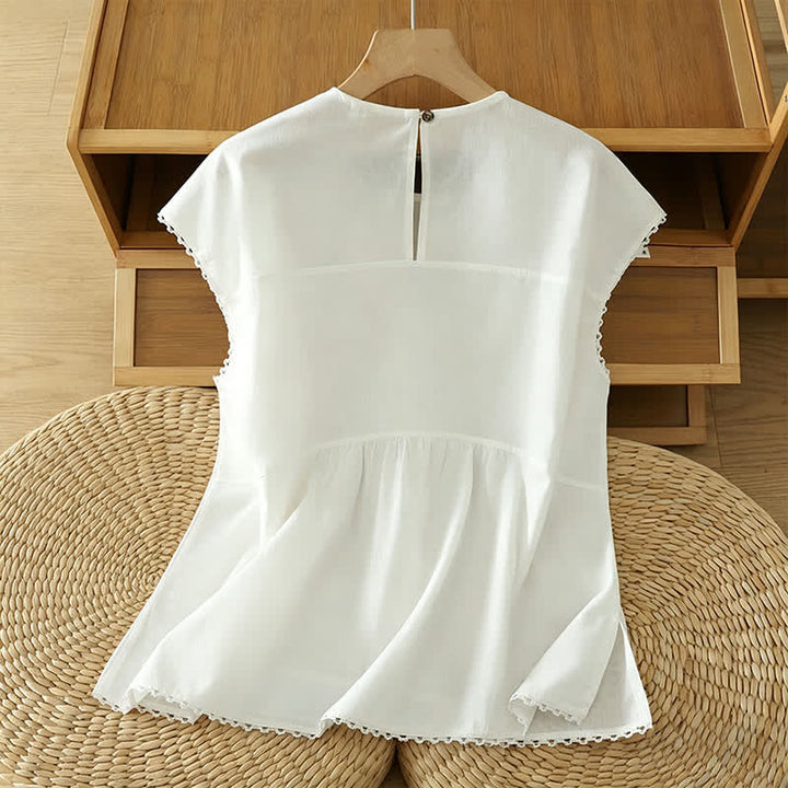 Buddha Stones T-shirt débardeur d'été décontracté à col rond et manches courtes pour femme - image 16