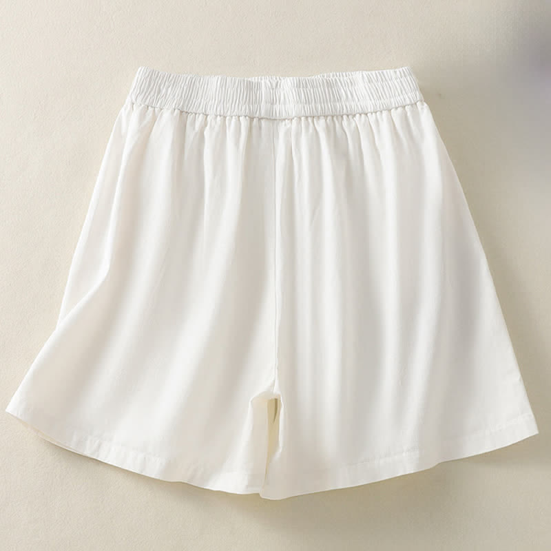 Buddha Stones Short d'été décontracté pour femme, uni, à boutons décoratifs et poches - image 15