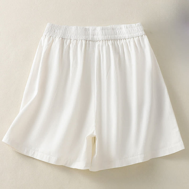 Buddha Stones Short d'été décontracté pour femme, uni, à boutons décoratifs et poches - image 15