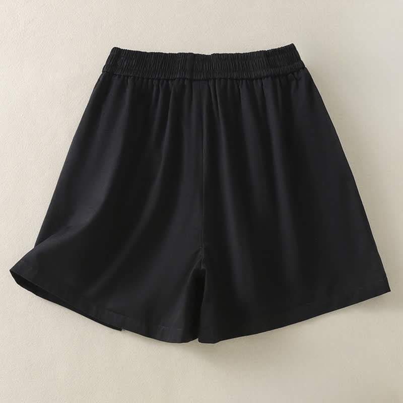 Buddha Stones Short d'été décontracté pour femme, uni, à boutons décoratifs et poches - image 18