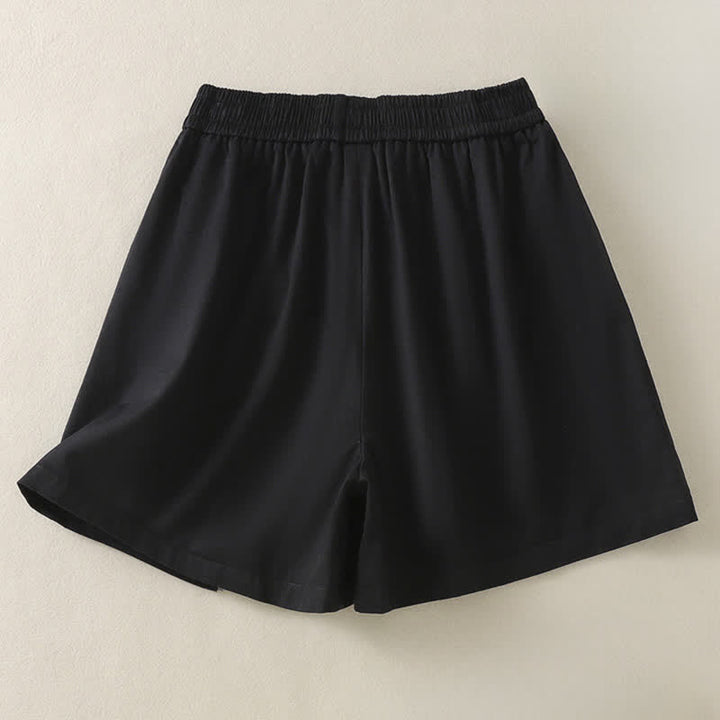 Buddha Stones Short d'été décontracté pour femme, uni, à boutons décoratifs et poches - image 18