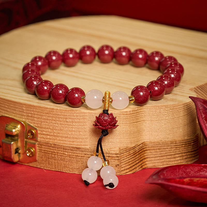 Buddha Stones Bracelet d'illumination Lotus en cinabre - image 9