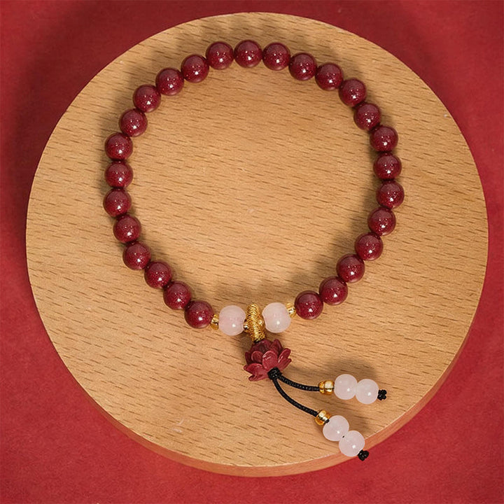 Buddha Stones Bracelet d'illumination Lotus en cinabre - 6 mm Cinabre (Tour de poignet : 14–15 cm) - image 0
