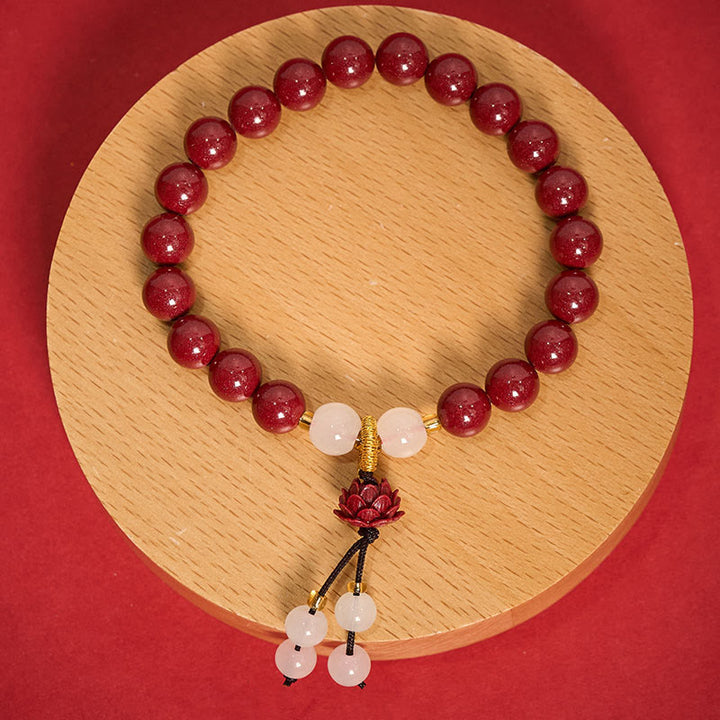 Buddha Stones Bracelet d'illumination Lotus en cinabre - 8 mm Cinabre (Tour de poignet : 15–16 cm) - image 8