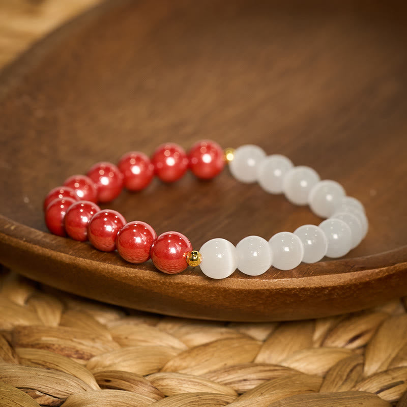 Buddha Stones Bracelet apaisant œil de chat blanc cinabre - image 22