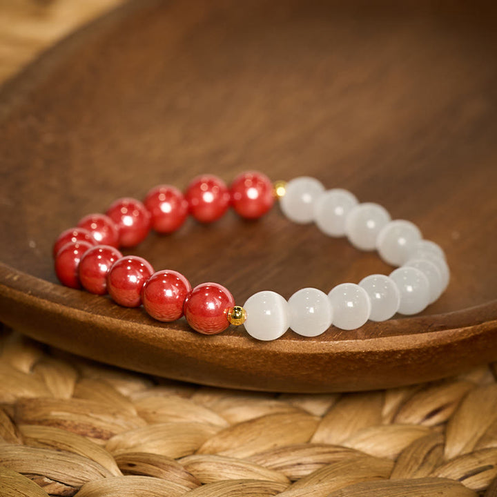 Buddha Stones Bracelet apaisant œil de chat blanc cinabre - image 22