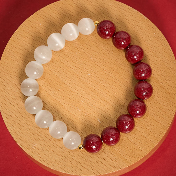 Buddha Stones Bracelet apaisant œil de chat blanc cinabre - image 2