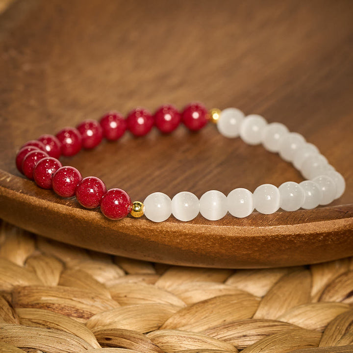 Buddha Stones Bracelet apaisant œil de chat blanc cinabre - image 15