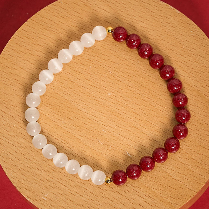 Buddha Stones Bracelet apaisant œil de chat blanc cinabre - image 10