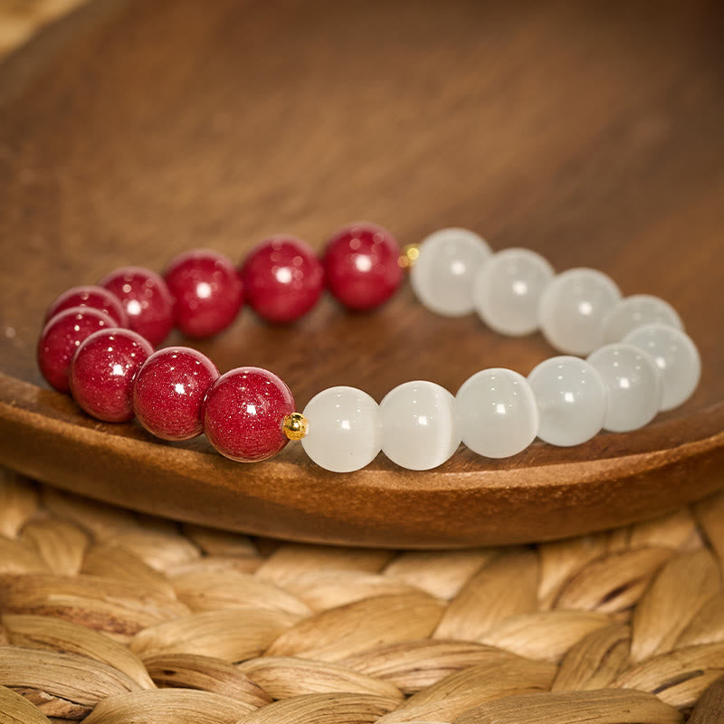 Buddha Stones Bracelet apaisant œil de chat blanc cinabre - image 3