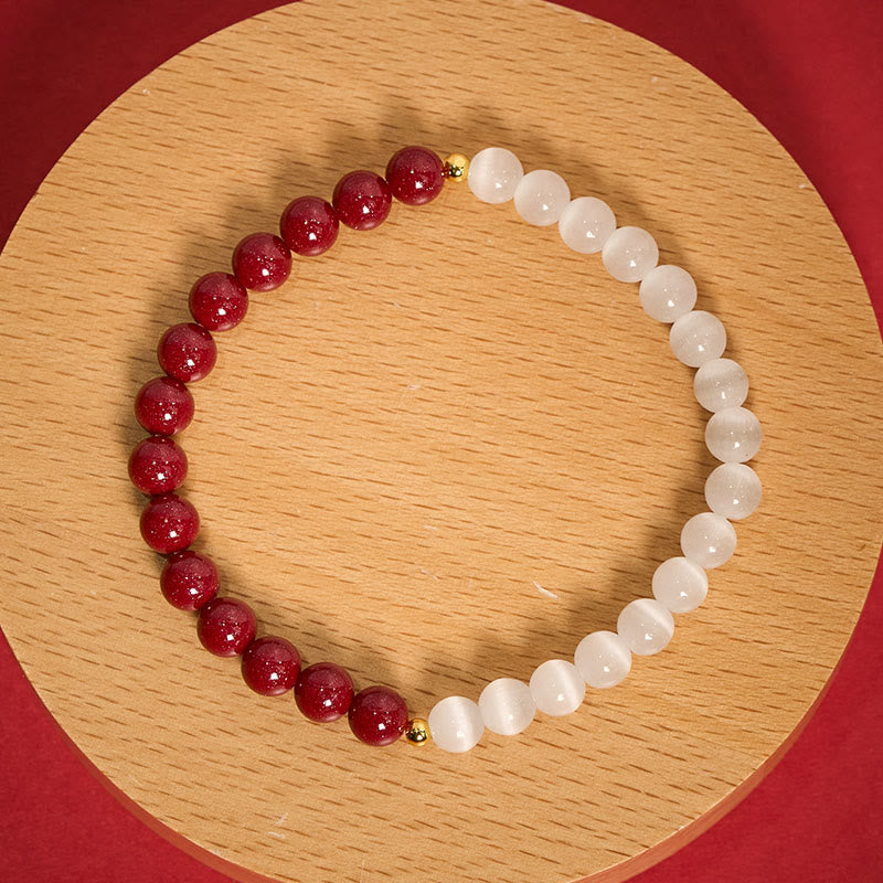 Buddha Stones Bracelet apaisant œil de chat blanc cinabre - image 14